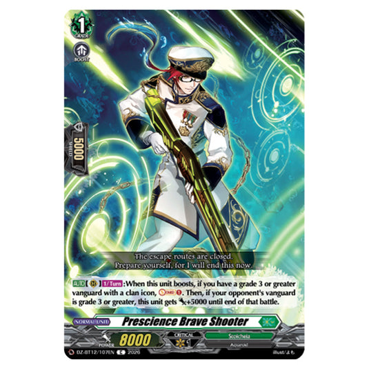 Prescience Brave Shooter DZ-BT12/107EN card from the Cardfight!! Vanguard set Chasm of Lost Souls