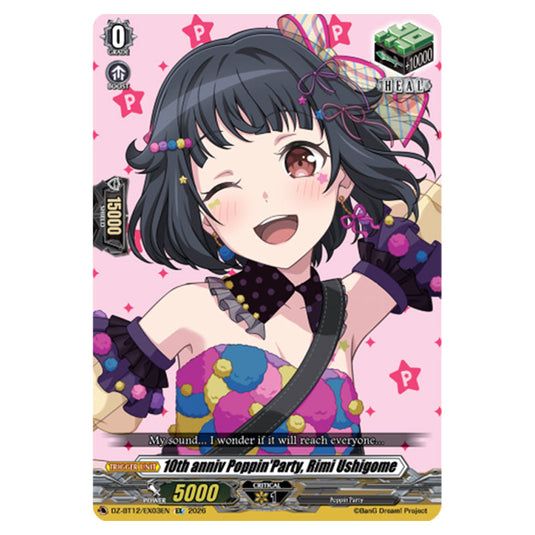 10th anniv Poppin'Party, Rimi Ushigome DZ-BT12/EX03EN card from the Cardfight!! Vanguard set Chasm of Lost Souls