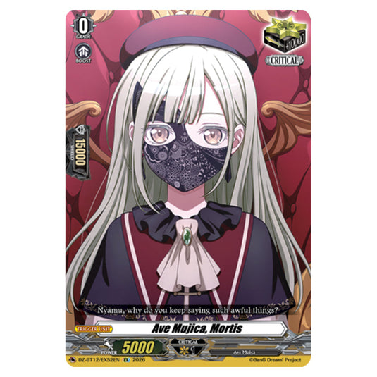 Ave Mujica, Mortis DZ-BT12/EX52EN card from the Cardfight!! Vanguard set Chasm of Lost Souls