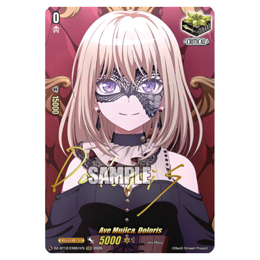 Ave Mujica, Doloris DZ-BT12/EXS51EN card from the Cardfight!! Vanguard set Chasm of Lost Souls