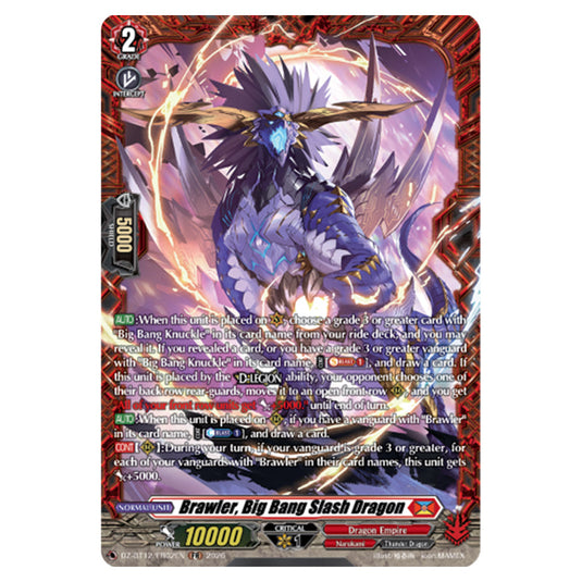 Brawler, Big Bang Slash Dragon DZ-BT12/FR02EN card from the Cardfight!! Vanguard set Chasm of Lost Souls