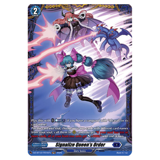 Signalize Queen's Order DZ-BT12/FR15EN card from the Cardfight!! Vanguard set Chasm of Lost Souls
