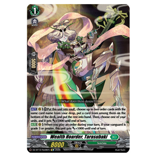 Wealth Hoarder, Tarasubaki DZ-BT12/Re08EN card from the Cardfight!! Vanguard set Chasm of Lost Souls