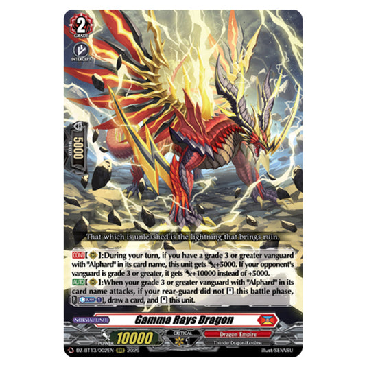 Gamma Rays Dragon DZ-BT13/002EN card from the Cardfight!! Vanguard set Parallactic Clash