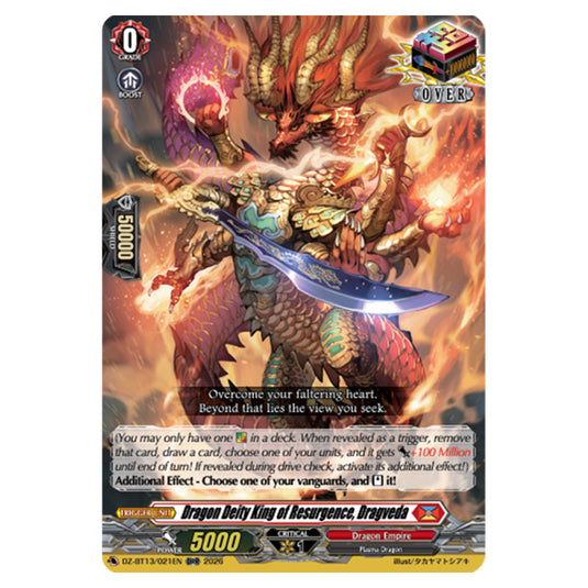 Dragon Deity King of Resurgence, Dragveda DZ-BT13/021EN card from the Cardfight!! Vanguard set Parallactic Clash