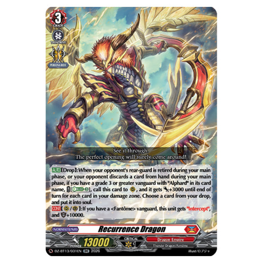 Recurrence Dragon DZ-BT13/031EN card from the Cardfight!! Vanguard set Parallactic Clash