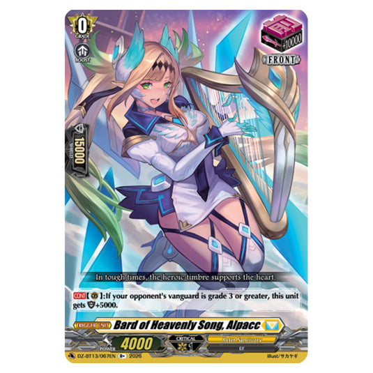 Bard of Heavenly Song, Alpacc DZ-BT13/067EN card from the Cardfight!! Vanguard set Parallactic Clash