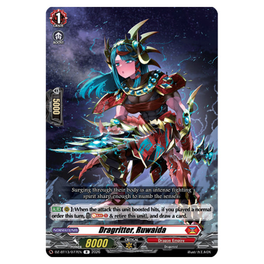 Dragritter, Ruwaida DZ-BT13/077EN card from the Cardfight!! Vanguard set Parallactic Clash
