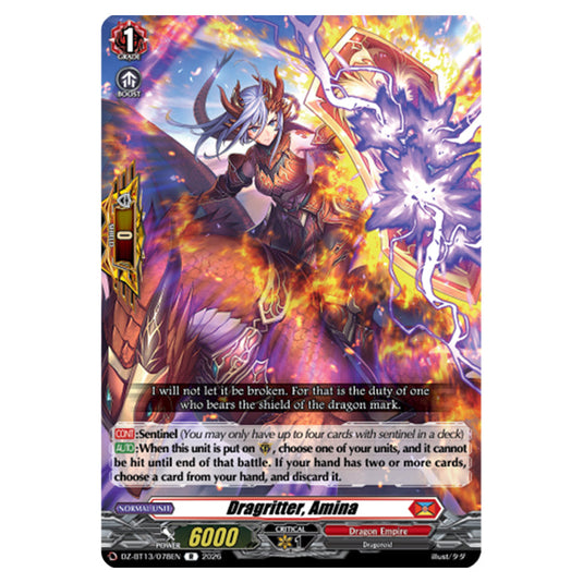 Dragritter, Amina DZ-BT13/078EN card from the Cardfight!! Vanguard set Parallactic Clash