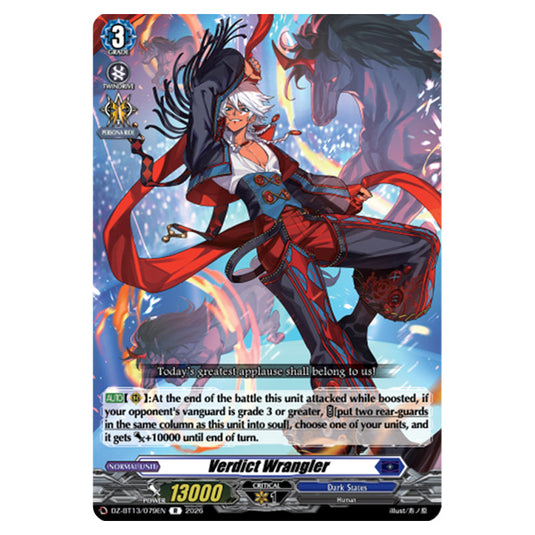 Verdict Wrangler DZ-BT13/079EN card from the Cardfight!! Vanguard set Parallactic Clash