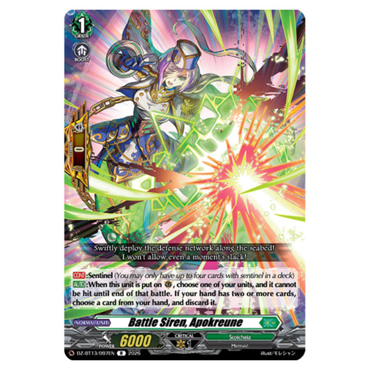 Battle Siren, Apokreune DZ-BT13/097EN card from the Cardfight!! Vanguard set Parallactic Clash