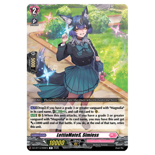 LettiaMateS, Simiess DZ-BT13/099EN card from the Cardfight!! Vanguard set Parallactic Clash