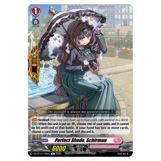 Perfect Shade, Schirmun DZ-BT13/102EN card from the Cardfight!! Vanguard set Parallactic Clash