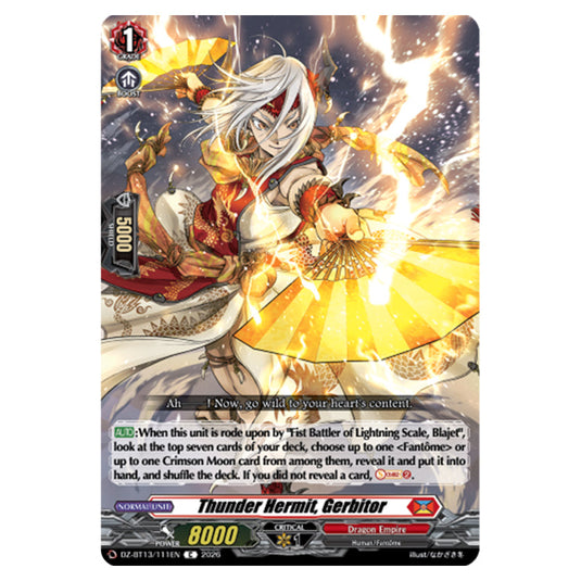 Thunder Hermit, Gerbitor DZ-BT13/111EN card from the Cardfight!! Vanguard set Parallactic Clash