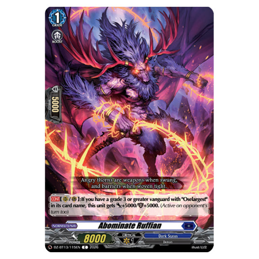 Abominate Ruffian DZ-BT13/115EN card from the Cardfight!! Vanguard set Parallactic Clash