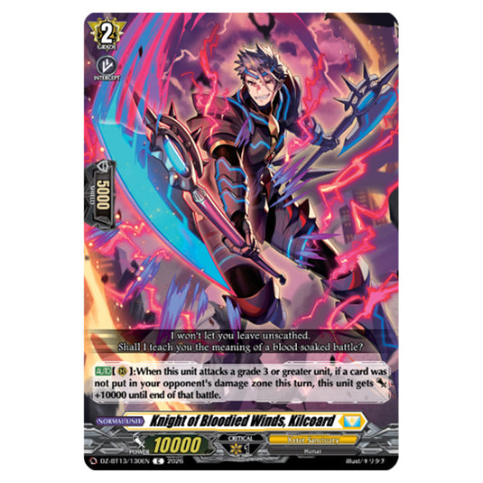 Knight of Bloodied Winds, Kilcoard DZ-BT13/130EN card from the Cardfight!! Vanguard set Parallactic Clash