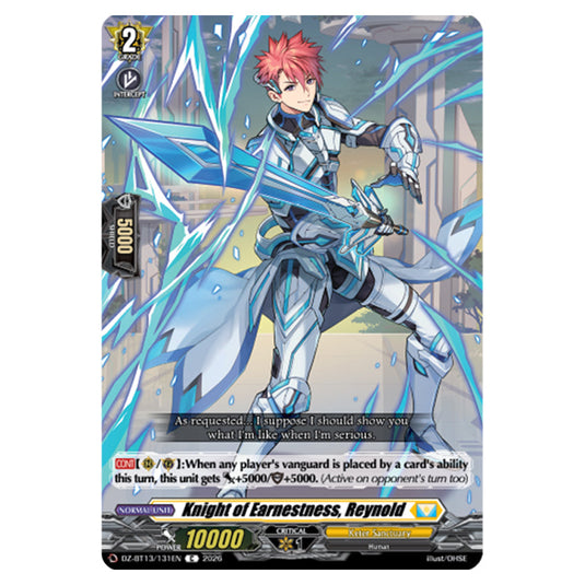 Knight of Earnestness, Reynold DZ-BT13/131EN card from the Cardfight!! Vanguard set Parallactic Clash