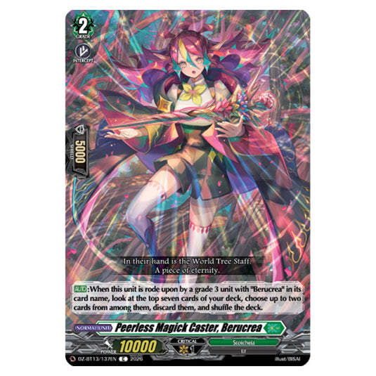 Peerless Magick Caster, Berucrea DZ-BT13/137EN card from the Cardfight!! Vanguard set Parallactic Clash