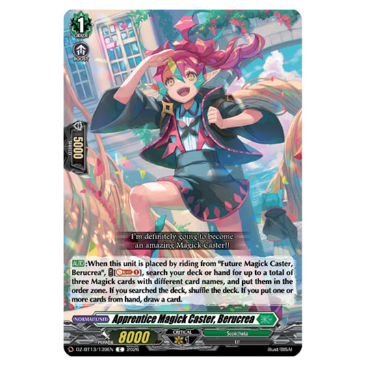 Apprentice Magick Caster, Berucrea DZ-BT13/139EN card from the Cardfight!! Vanguard set Parallactic Clash