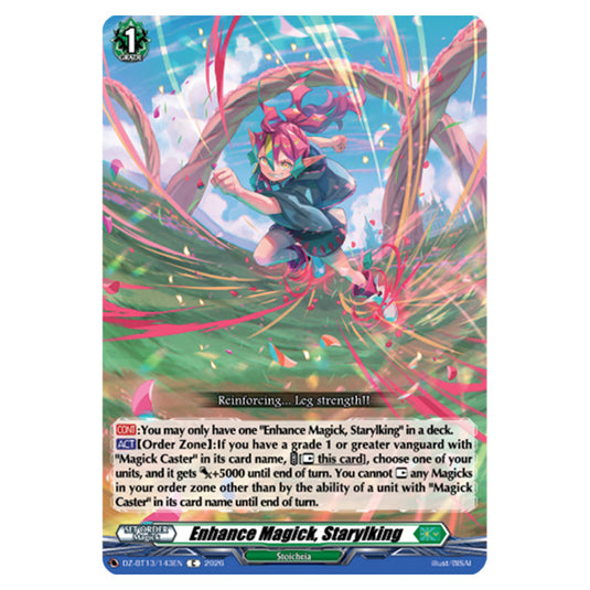 Enhance Magick, Starylking DZ-BT13/143EN card from the Cardfight!! Vanguard set Parallactic Clash