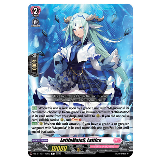 LettiaMateS, Lattice DZ-BT13/145EN card from the Cardfight!! Vanguard set Parallactic Clash