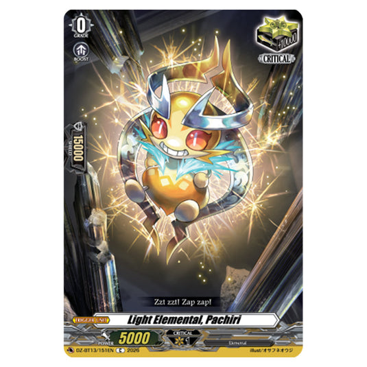 Light Elemental, Pachiri DZ-BT13/151EN card from the Cardfight!! Vanguard set Parallactic Clash