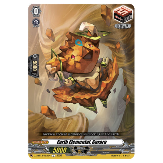 Earth Elemental, Garara DZ-BT13/152EN card from the Cardfight!! Vanguard set Parallactic Clash