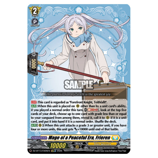 Mage of a Peaceful Era, Frieren DZ-BT13/EX05EN card from the Cardfight!! Vanguard set Parallactic Clash