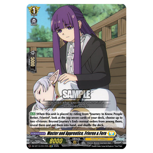 Master and Apprentice, Frieren & Fern DZ-BT13/EX17EN card from the Cardfight!! Vanguard set Parallactic Clash