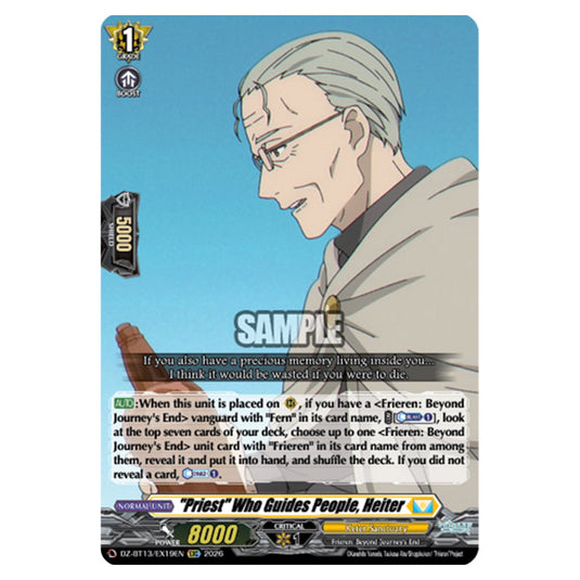 "Priest" Who Guides People, Heiter DZ-BT13/EX19EN card from the Cardfight!! Vanguard set Parallactic Clash