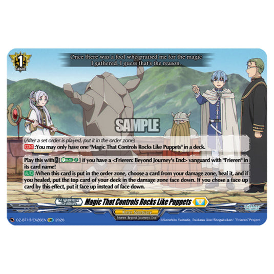 Magic That Controls Rocks Like Puppets DZ-BT13/EX26EN card from the Cardfight!! Vanguard set Parallactic Clash