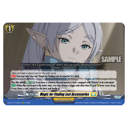 Magic for Finding Lost Accessories DZ-BT13/EX30EN card from the Cardfight!! Vanguard set Parallactic Clash
