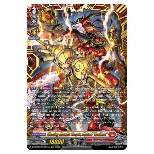 Piercing Thunder Dragon, Alphard "Fantôme" DZ-BT13/FFR01EN card from the Cardfight!! Vanguard set Parallactic Clash