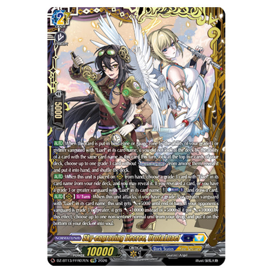 Sky-engraving Decree, Urut&Luael DZ-BT13/FFR07EN card from the Cardfight!! Vanguard set Parallactic Clash