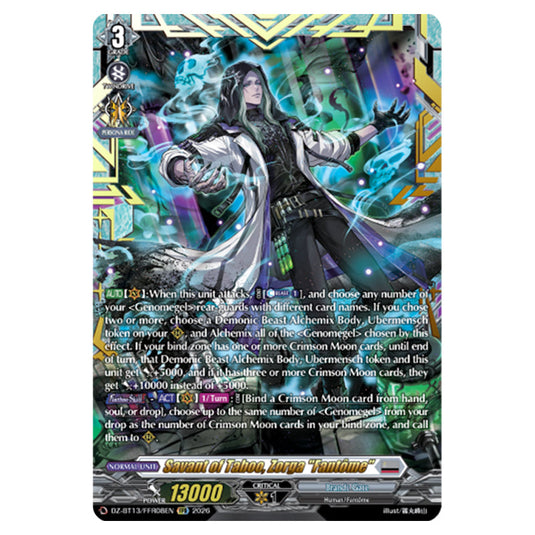 Savant of Taboo, Zorga "Fantôme" DZ-BT13/FFR08EN card from the Cardfight!! Vanguard set Parallactic Clash