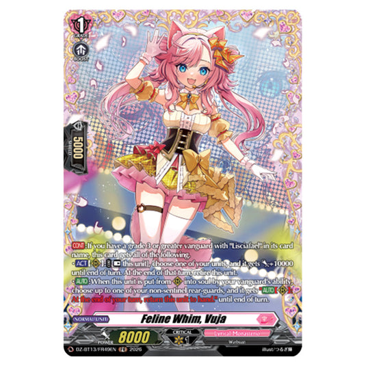 Feline Whim, Vuja DZ-BT13/FR49EN card from the Cardfight!! Vanguard set Parallactic Clash