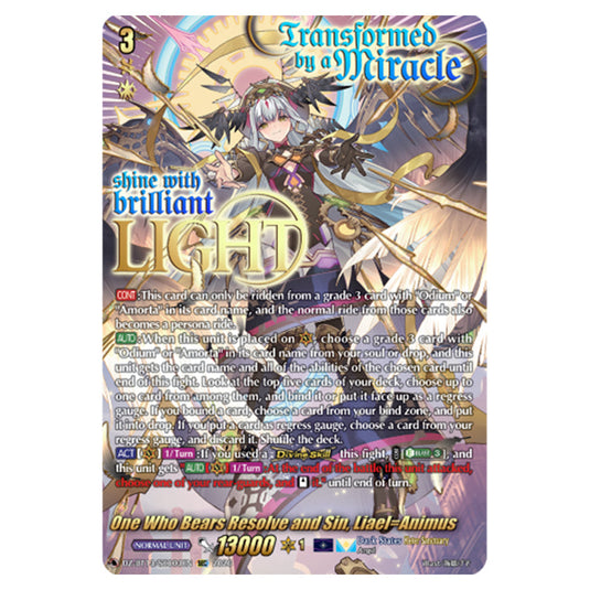 One Who Bears Resolve and Sin, Liael=Animus DZ-BT13/SEC03EN card from the Cardfight!! Vanguard set Parallactic Clash
