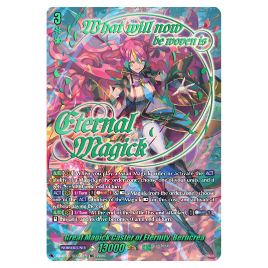 Great Magick Caster of Eternity, Berucrea DZ-BT13/SEC06EN card from the Cardfight!! Vanguard set Parallactic Clash