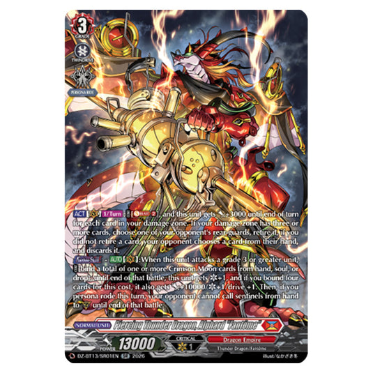 Piercing Thunder Dragon, Alphard "Fantôme" DZ-BT13/SR01EN card from the Cardfight!! Vanguard set Parallactic Clash