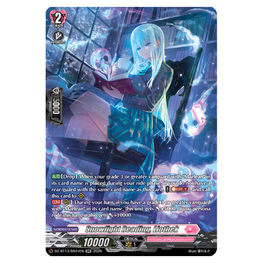Snowlight Reading, Liothek DZ-BT13/SR41EN card from the Cardfight!! Vanguard set Parallactic Clash