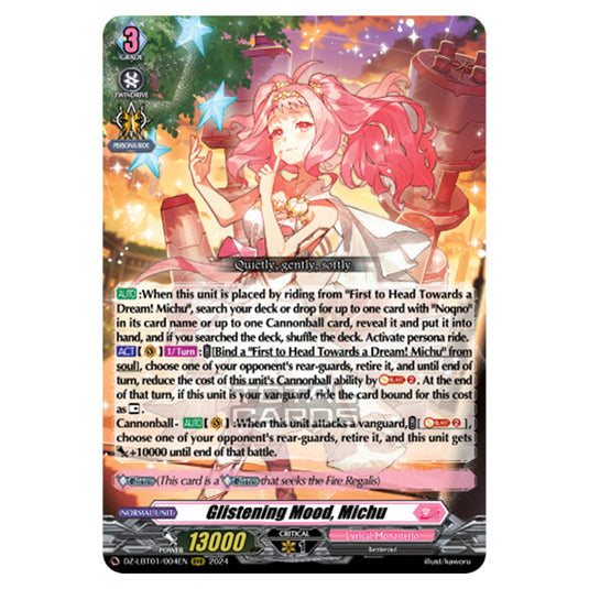 Glistening Mood, Michu DZ-LBT01/004EN card from the Cardfight!! Vanguard set Lyrical Monasterio Sparkling Stars!