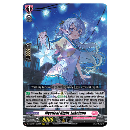 Mystical Night, Lukcluna DZ-LBT01/020EN card from the Cardfight!! Vanguard set Lyrical Monasterio Sparkling Stars!