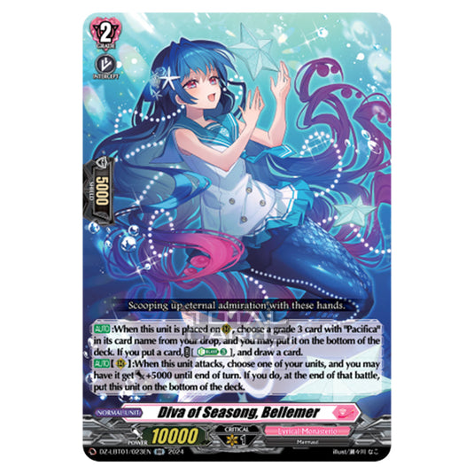 Diva of Seasong, Bellemer DZ-LBT01/023EN card from the Cardfight!! Vanguard set Lyrical Monasterio Sparkling Stars!