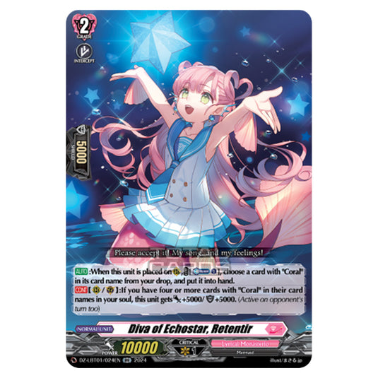 Diva of Echostar, Retentir DZ-LBT01/024EN card from the Cardfight!! Vanguard set Lyrical Monasterio Sparkling Stars!