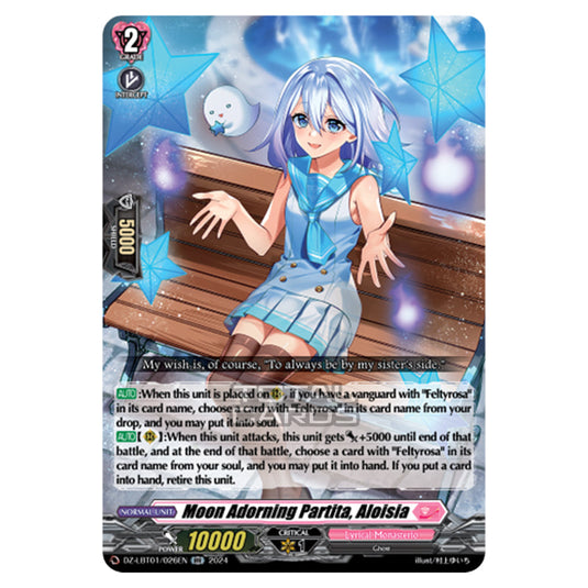 Moon Adorning Partita, Aloisia DZ-LBT01/026EN card from the Cardfight!! Vanguard set Lyrical Monasterio Sparkling Stars!