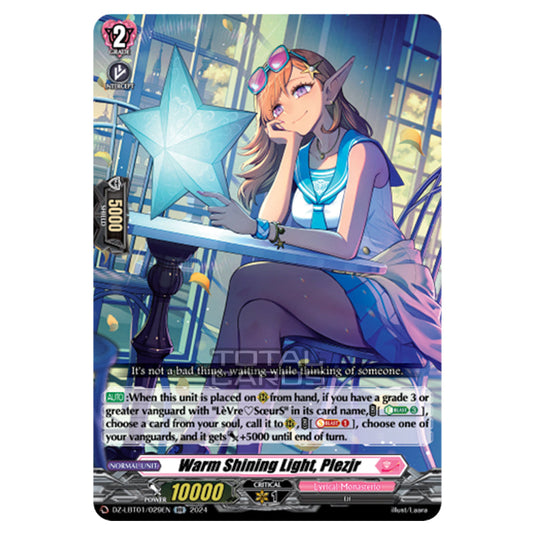 Warm Shining Light, Plezjr DZ-LBT01/029EN card from the Cardfight!! Vanguard set Lyrical Monasterio Sparkling Stars!