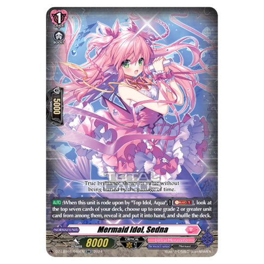Mermaid Idol, Sedna DZ-LBT01/040EN card from the Cardfight!! Vanguard set Lyrical Monasterio Sparkling Stars!