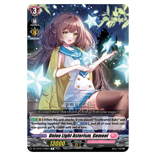 Union Light Asterism, Gemeel DZ-LBT01/048EN card from the Cardfight!! Vanguard set Lyrical Monasterio Sparkling Stars!
