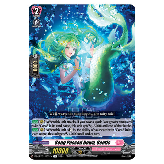 Song Passed Down, Scetis DZ-LBT01/051EN card from the Cardfight!! Vanguard set Lyrical Monasterio Sparkling Stars!