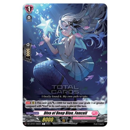 Diva of Deep Blue, Fonceil DZ-LBT01/060EN card from the Cardfight!! Vanguard set Lyrical Monasterio Sparkling Stars!